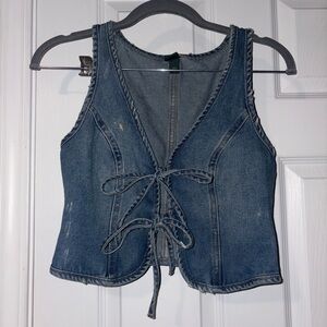 Denim Lace-Up Vest
